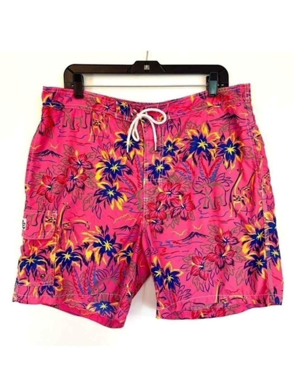 Polo Ralph Lauren Pink and Yellow Board Shorts Swimwear Mens Size Large
